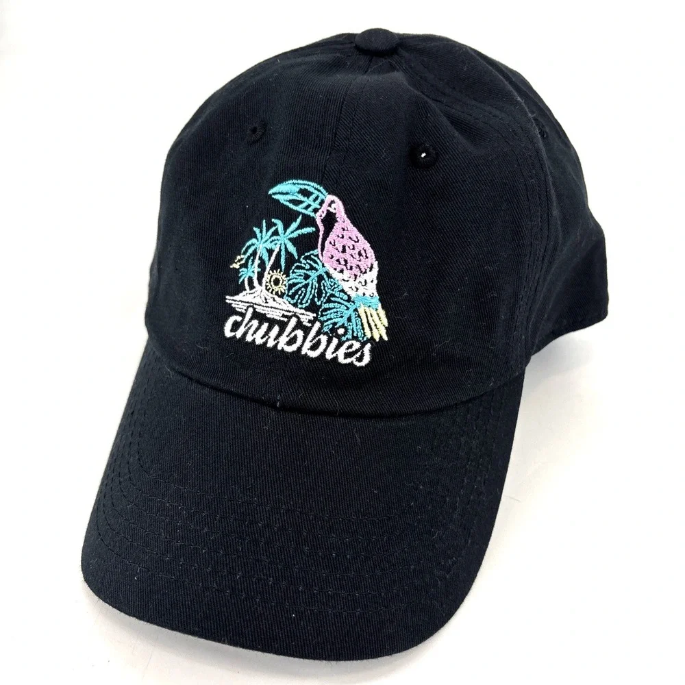 Chubbies Hat Cap Mens Strapback Black Toucan Beach Tropical Embroidered EXCELLEN